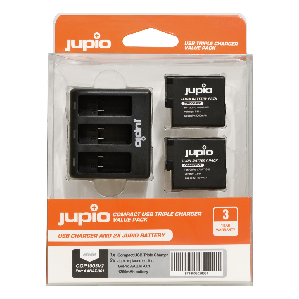 Jupio Kit: Battery GoPro HERO8/7/6/5 & HERO (2018) accu (2x) bestellen