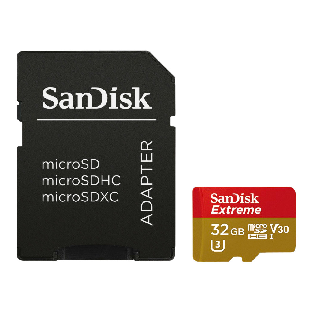 SanDisk microSDHC Extreme 32GB 100MB/s CL10 + SD adapter bestellen