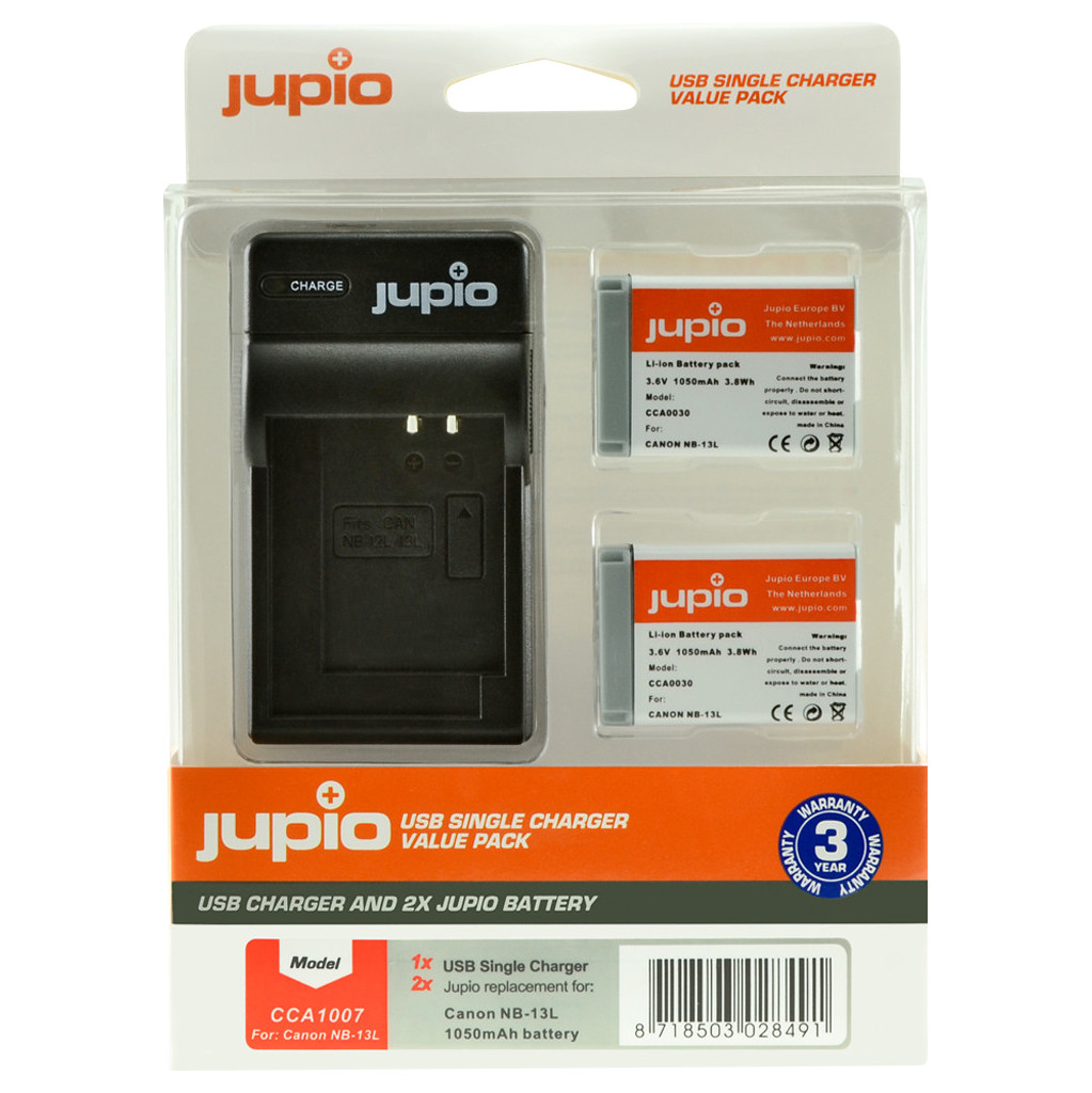 Jupio Kit: Battery NB-13L (2x) + USB Single Charger bestellen