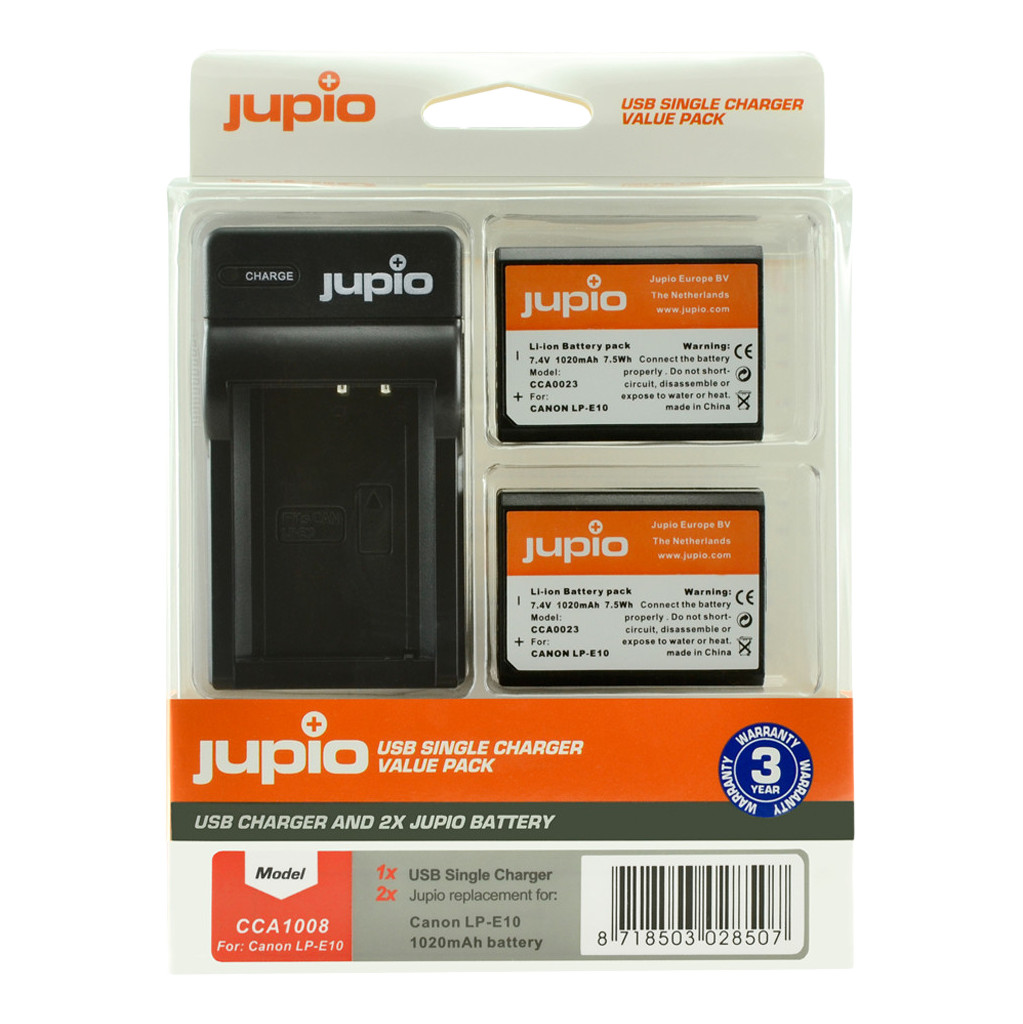 Jupio Kit: Battery LP-E10 (2x) + USB Single Charger bestellen