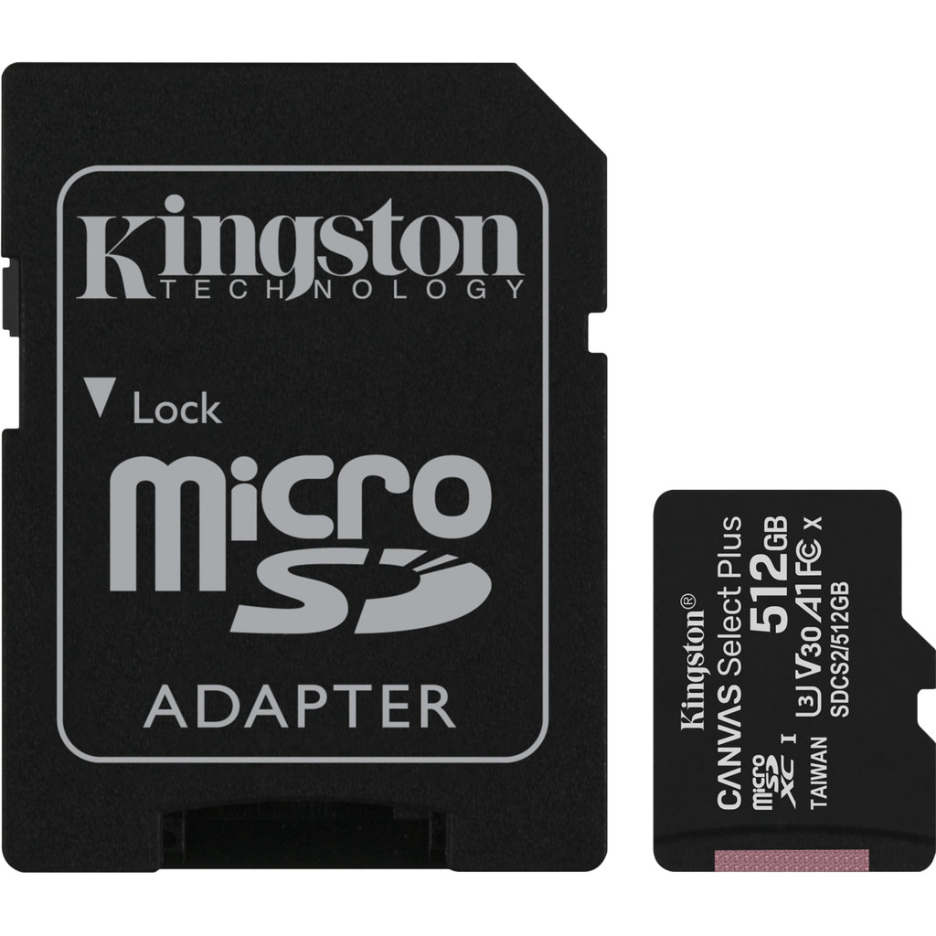 Kingston microSDXC Canvas Select Plus 512GB 100 MB/s + SD adapter bestellen