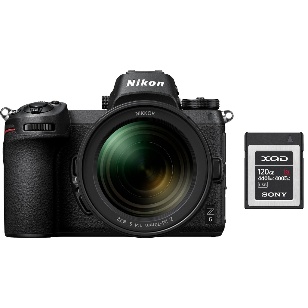 Nikon Z6 + Nikkor Z 24-70mm f/4 S + FTZ Adapter + 120 GB XQD Geheugenkaart bestellen